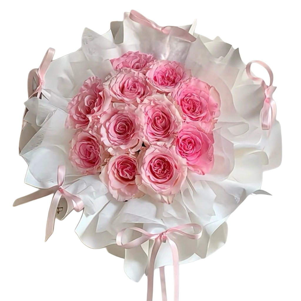 Blushing Pink Rose Bouquet · 粉红玫瑰花束