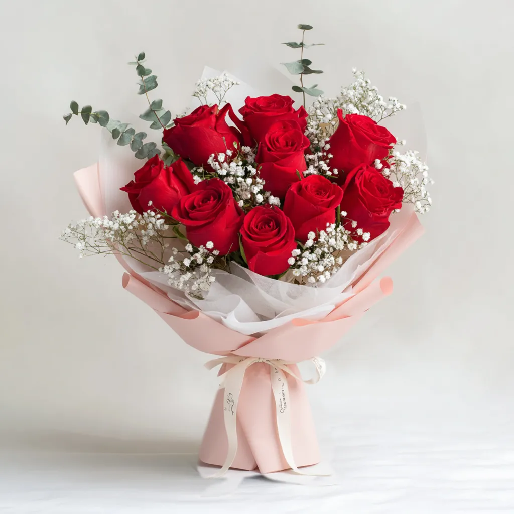 Classic Red Rose Bouquet · 经典红玫瑰手捧花