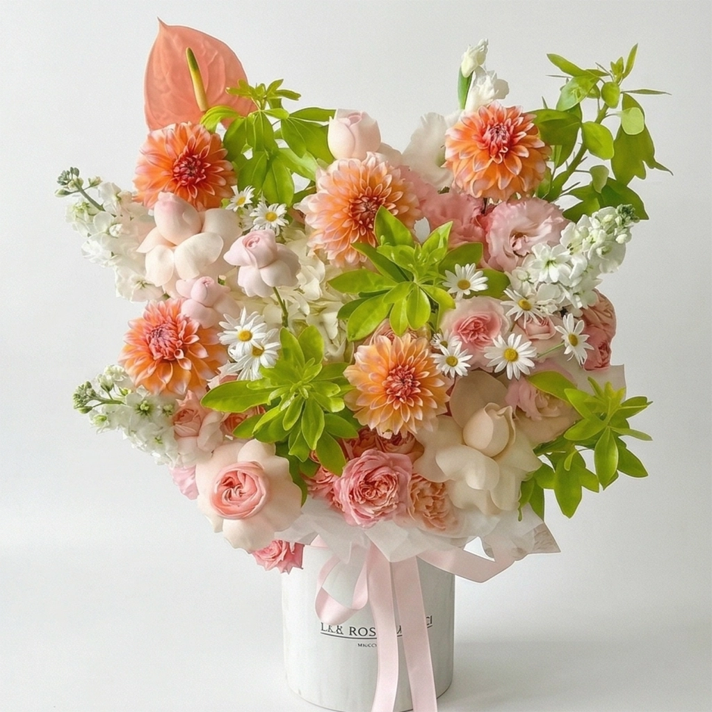 Peach Dahlia Elegance Bouquet · 蜜桃大丽雅韵