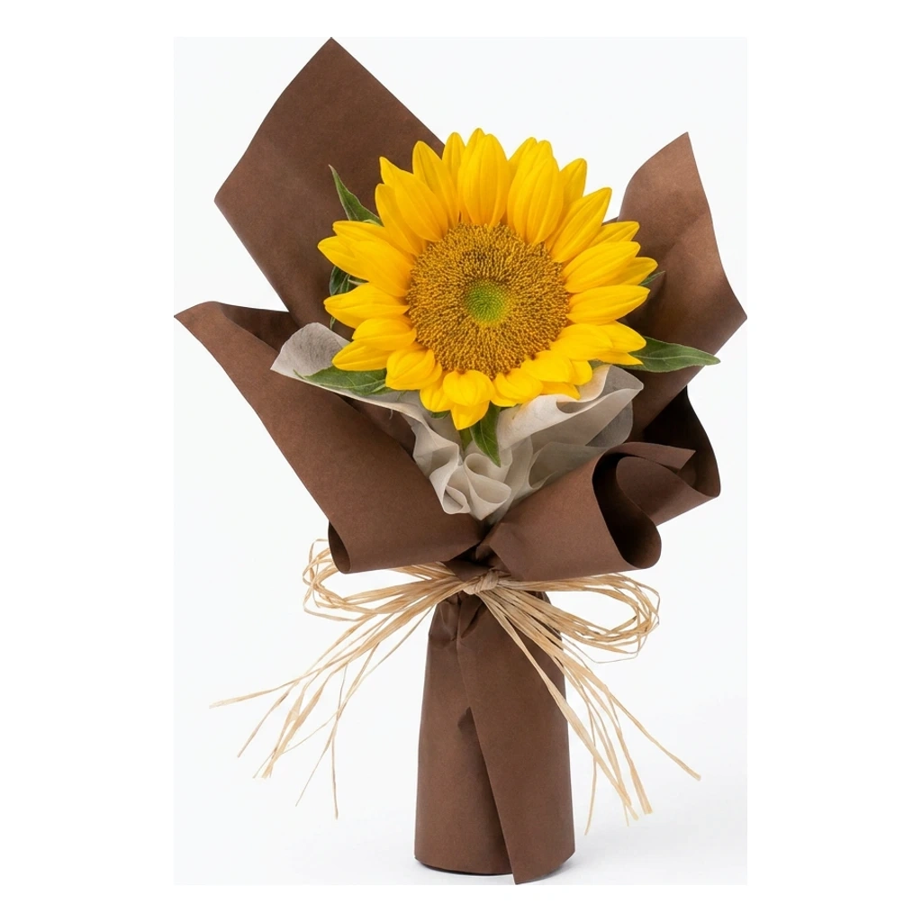 Single Sunflower Bouquet (Brown & White) · 单枝向日葵花束 (纵白款)